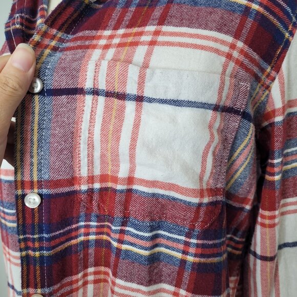 GAP Women's Long Sleeve Red Plaid Button Front Collar Cotton Shirt Top Small - Picture 6 of 11